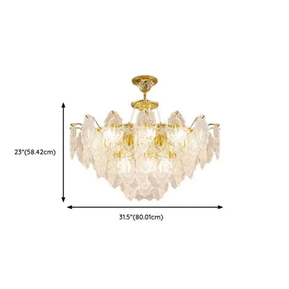 Luxurious Gold Crystal Leaf Round Pendant Chandelier