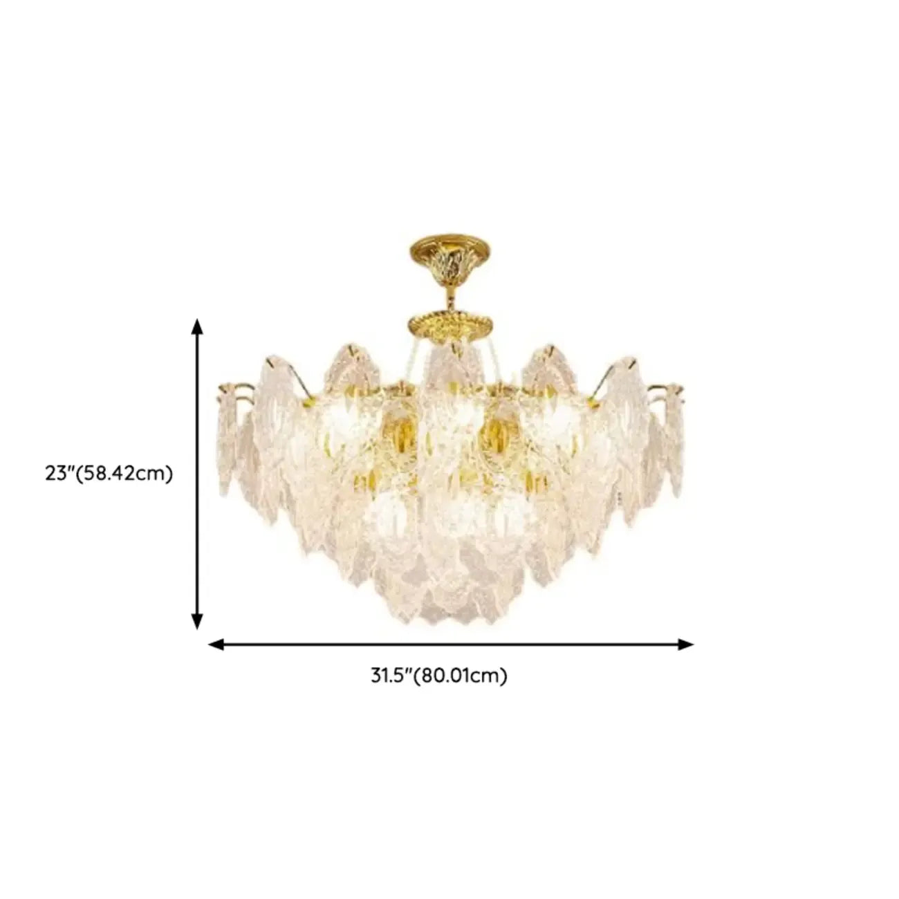 Luxurious Gold Crystal Leaf Round Pendant Chandelier