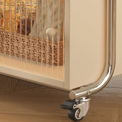 Modern Foldable Top Wheeled Side Table with Hidden Storage