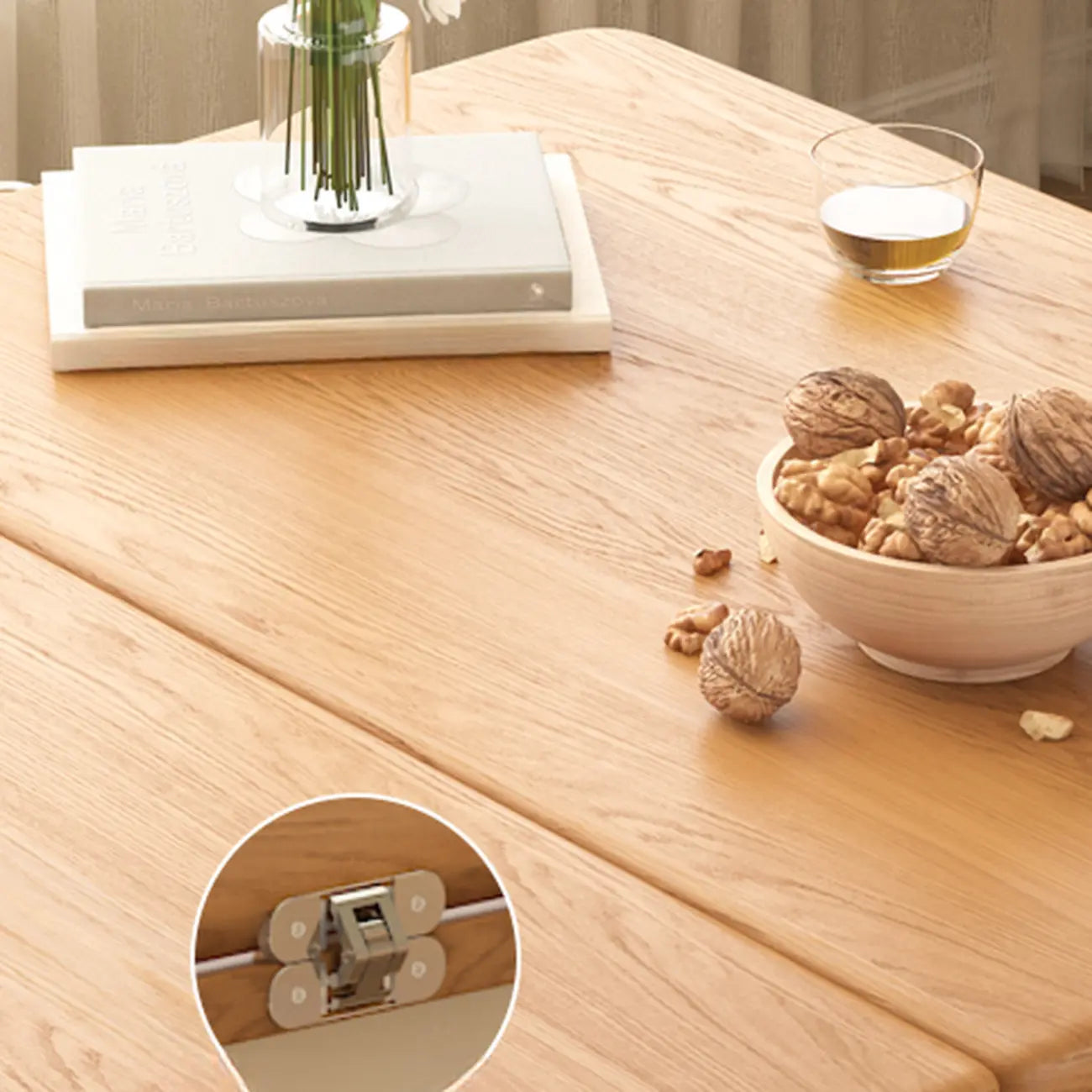 Modern Foldable Top Wheeled Side Table with Hidden Storage