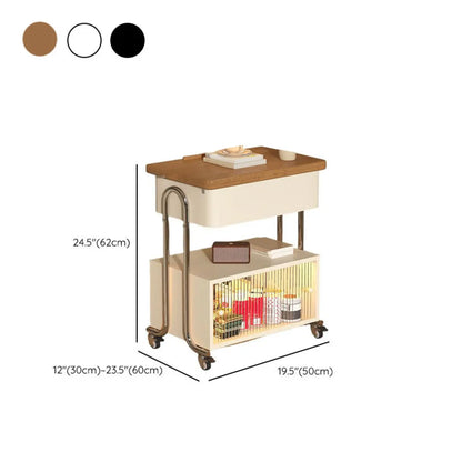 Modern Foldable Top Wheeled Side Table with Hidden Storage