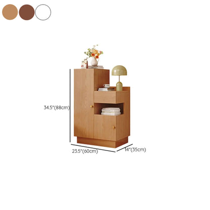 Casual Wood Color Rectangle Nightstand with 3 Cabinets