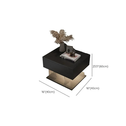 Modern Acrylic Wood Top 1 Drawer Nightstand with Light