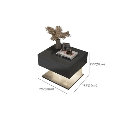 Modern Acrylic Wood Top 1 Drawer Nightstand with Light