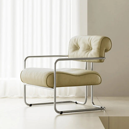 Modern Nappa Leather Solid Color Accent Chair with Arms