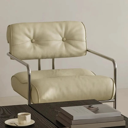 Modern Nappa Leather Solid Color Accent Chair with Arms