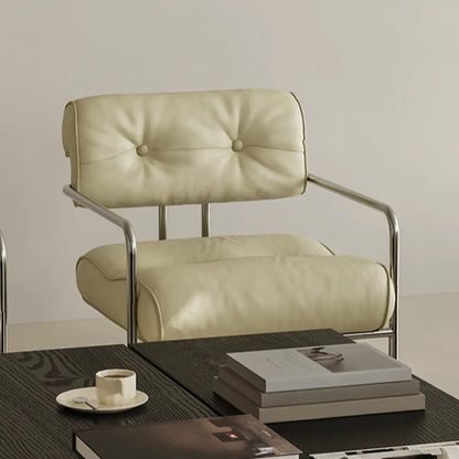 Modern Nappa Leather Solid Color Accent Chair with Arms