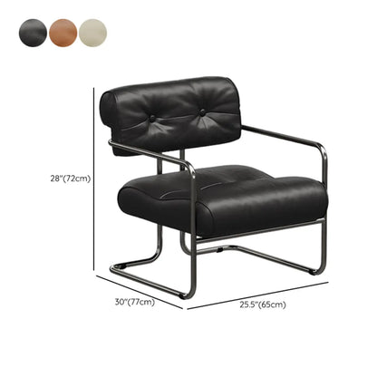 Modern Nappa Leather Solid Color Accent Chair with Arms