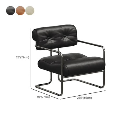 Modern Nappa Leather Solid Color Accent Chair with Arms