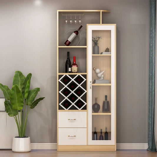 Trendy Woodworking Wine Bottle Open Glass Rack with Shelf