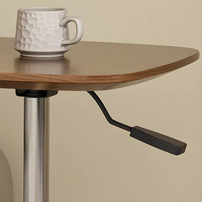 Adjustable Height Walnut Wood C Table for Living Room
