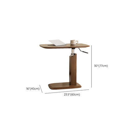 Adjustable Height Walnut Wood C Table for Living Room