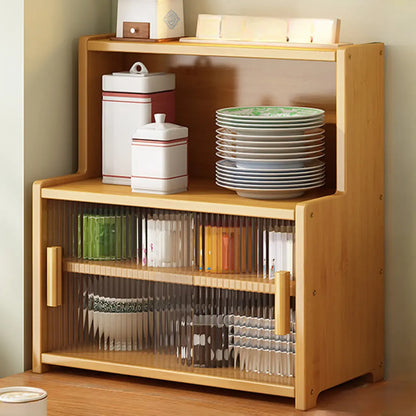 Modern Bamboo Narrow Buffet with Wood Countertop