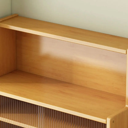 Modern Bamboo Narrow Buffet with Wood Countertop