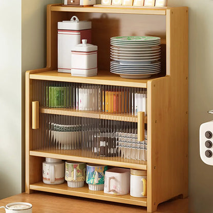 Modern Bamboo Narrow Buffet with Wood Countertop