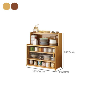 Modern Bamboo Narrow Buffet with Wood Countertop