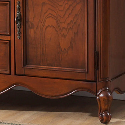 Modern Brown Wood Buffet with Adjustable Shelves