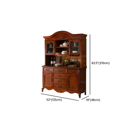 Modern Brown Wood Buffet with Adjustable Shelves