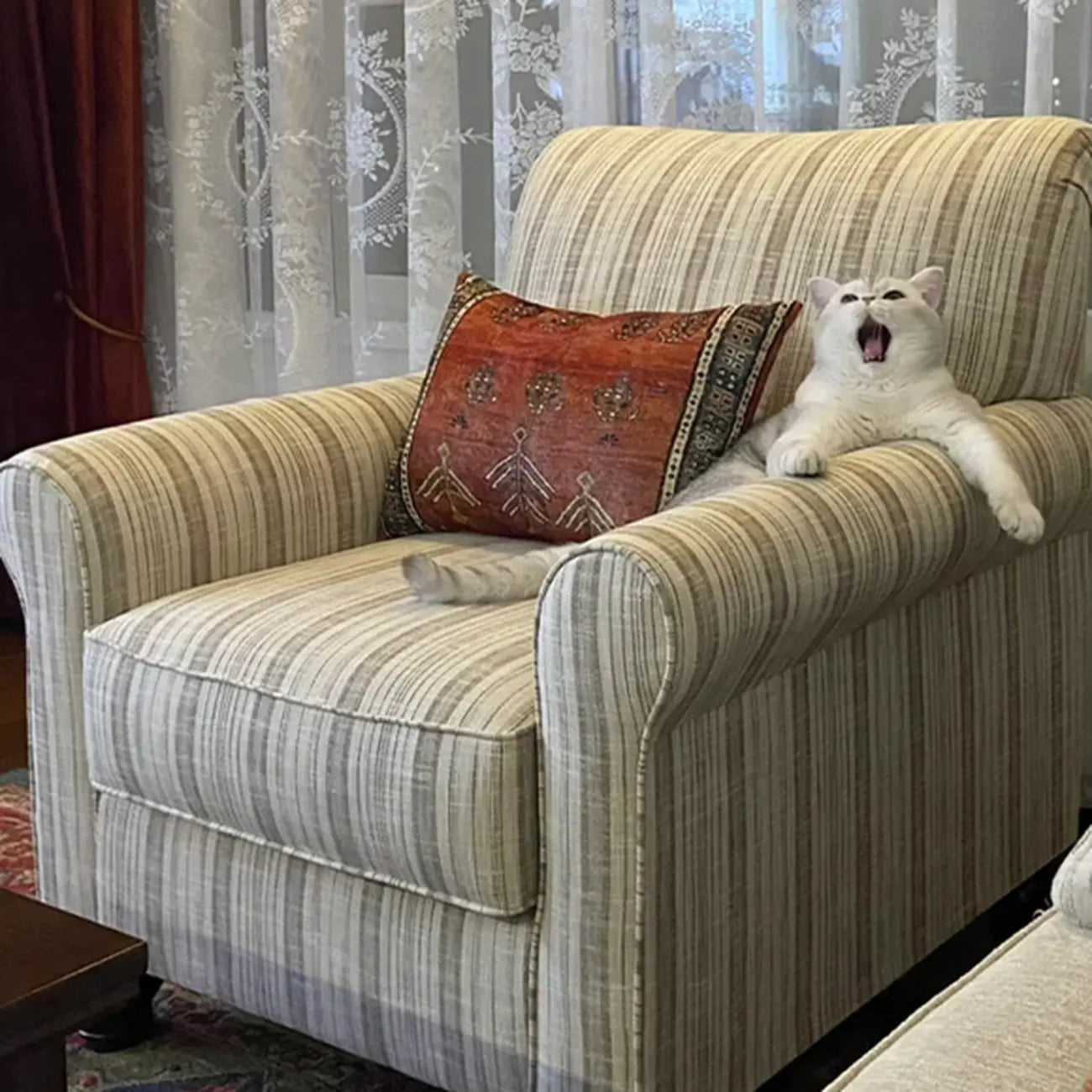 Traditional Wingback Linen Fabric Arm Chair Living Room