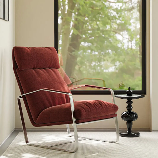 Modern Chenille High-Back Accent Chair With Arms