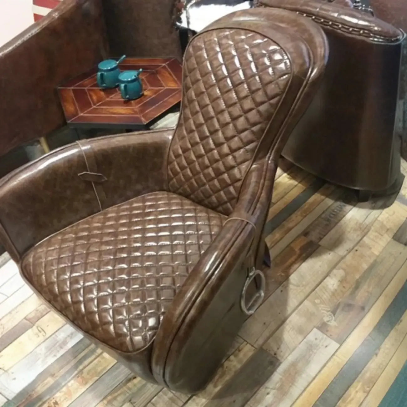 Small Accent Chair Genuine Leather Living Room