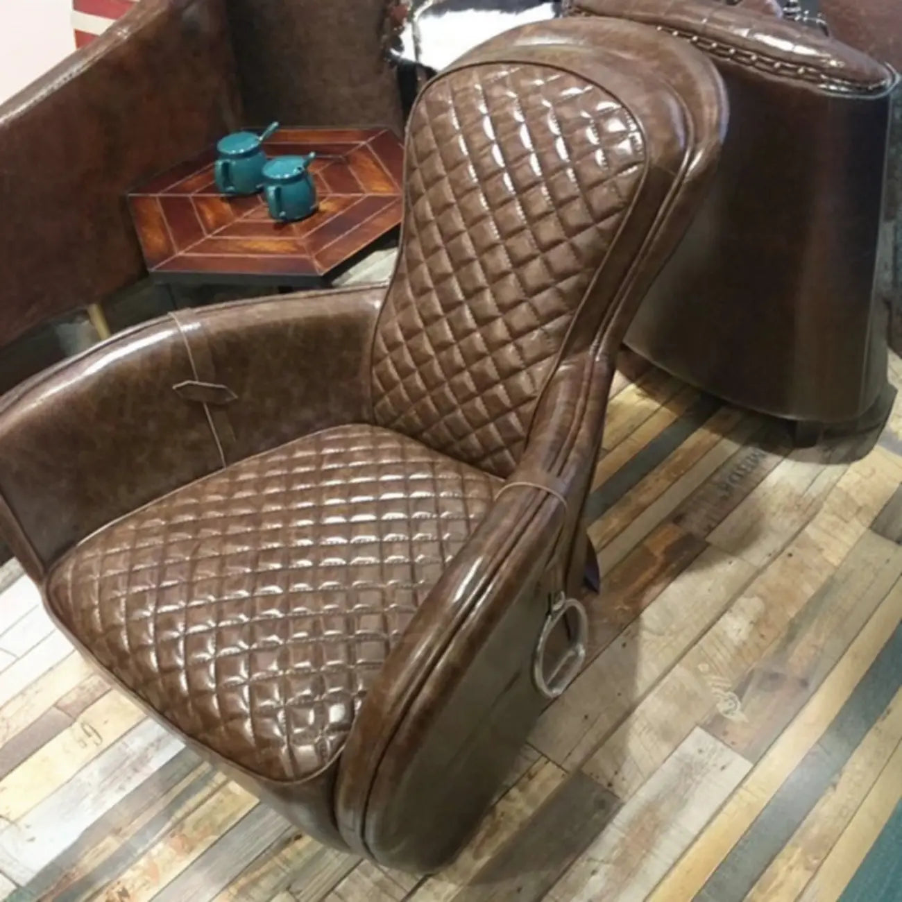 Small Accent Chair Genuine Leather Living Room