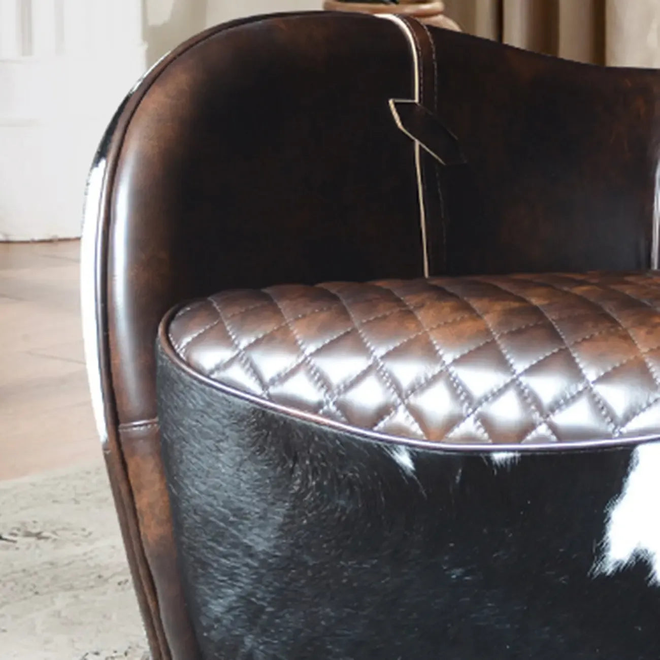 Small Accent Chair Genuine Leather Living Room