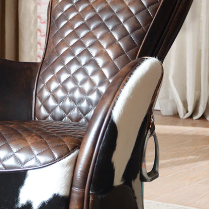 Small Accent Chair Genuine Leather Living Room