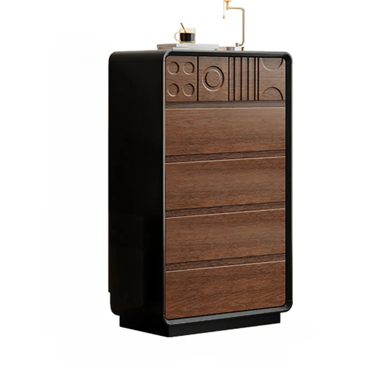 Art Deco Inspired Wood Dresser with Geometric Carvings