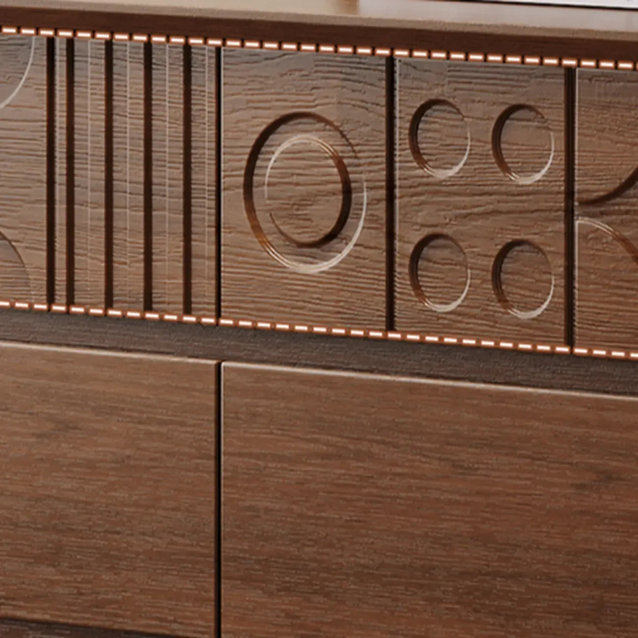 Art Deco Inspired Wood Dresser with Geometric Carvings