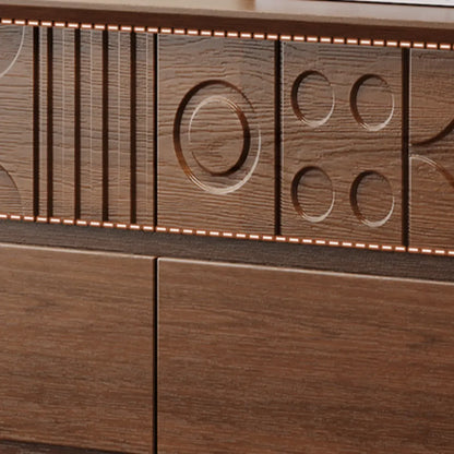 Art Deco Inspired Wood Dresser with Geometric Carvings