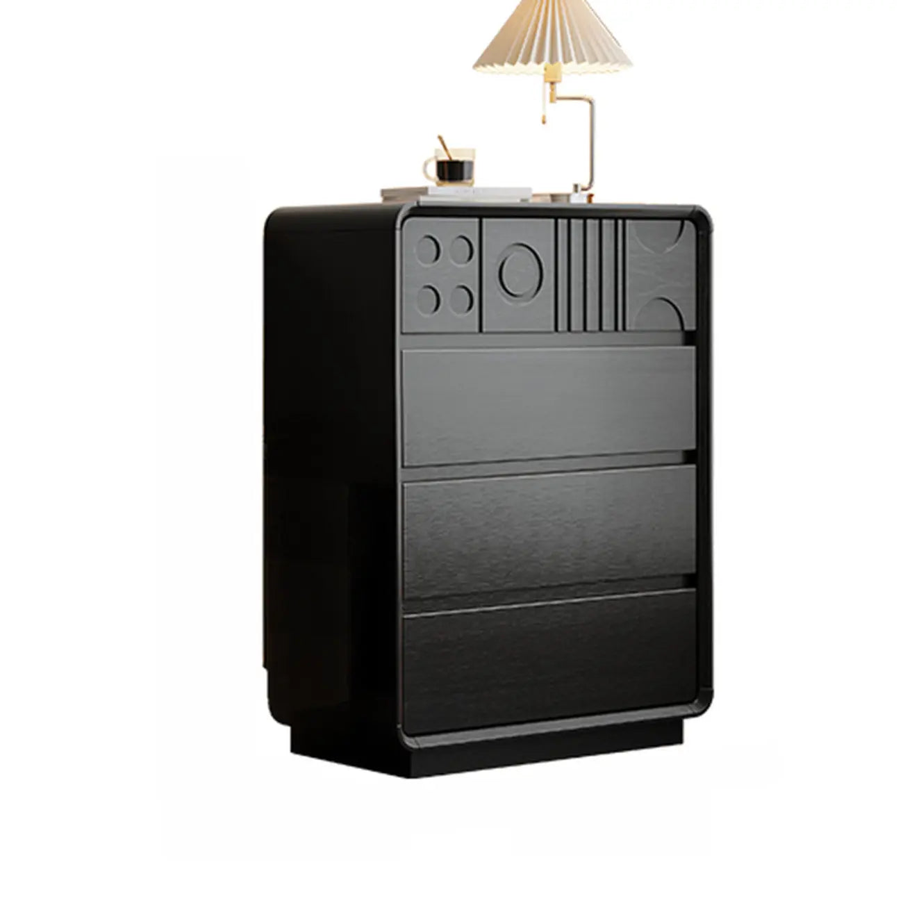 Art Deco Inspired Wood Dresser with Geometric Carvings