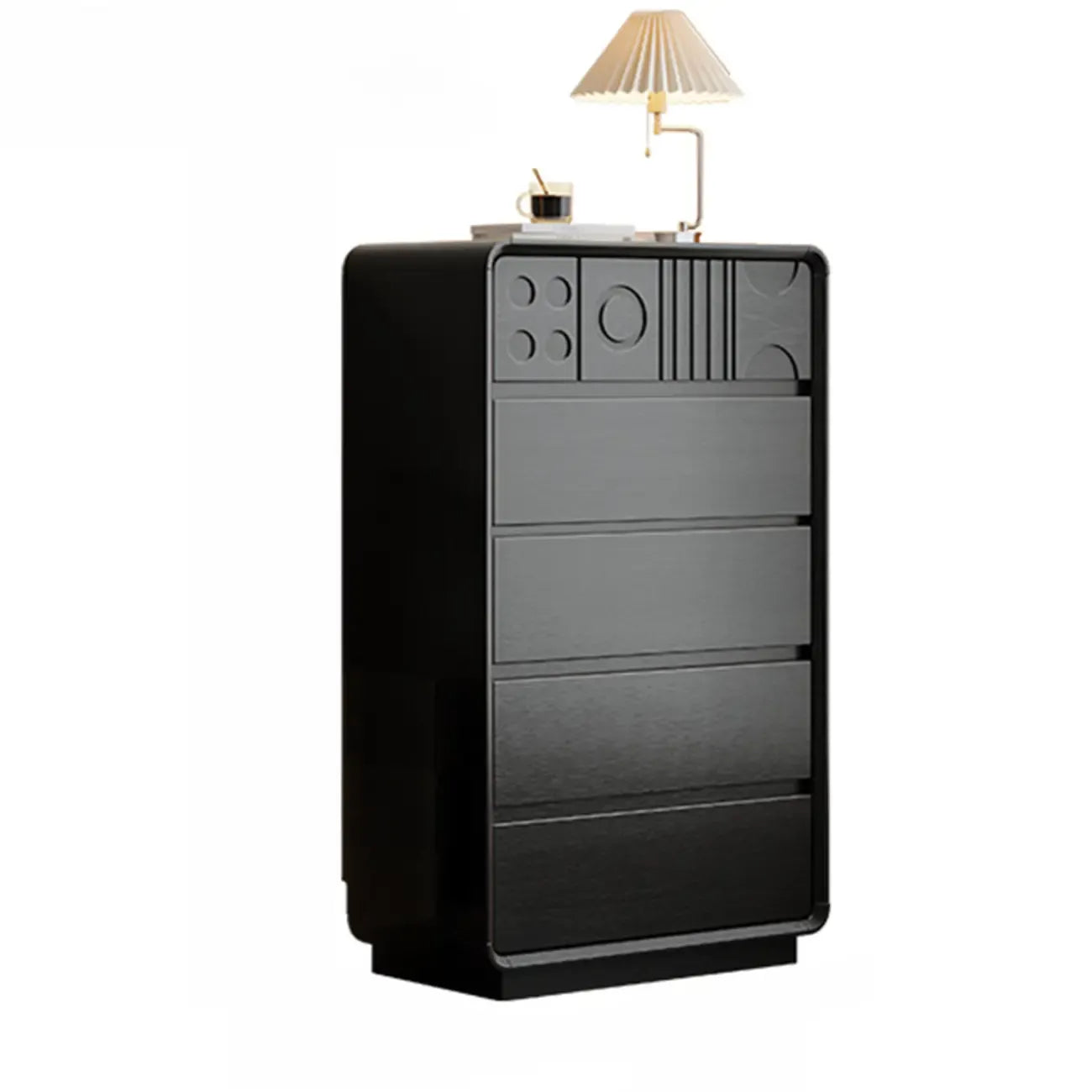 Art Deco Inspired Wood Dresser with Geometric Carvings