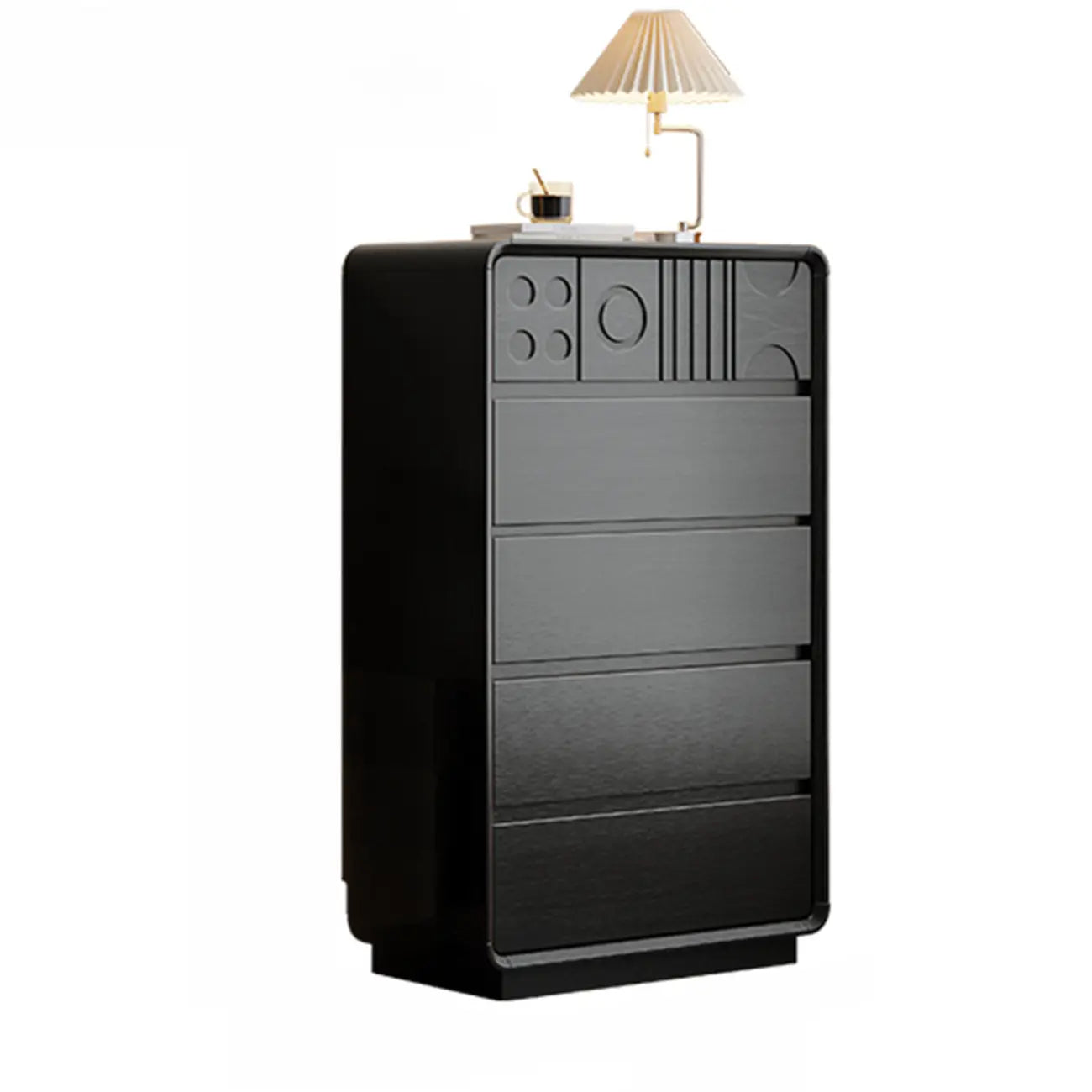 Art Deco Inspired Wood Dresser with Geometric Carvings