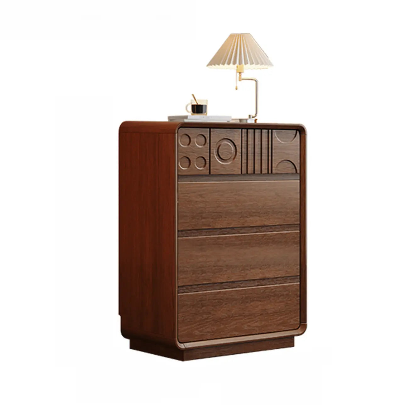 Art Deco Inspired Wood Dresser with Geometric Carvings