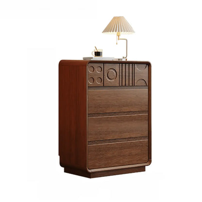 Art Deco Inspired Wood Dresser with Geometric Carvings