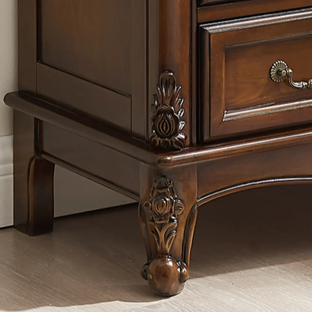 Traditional 34 Wood Wine Bar Cabinet with Drawers