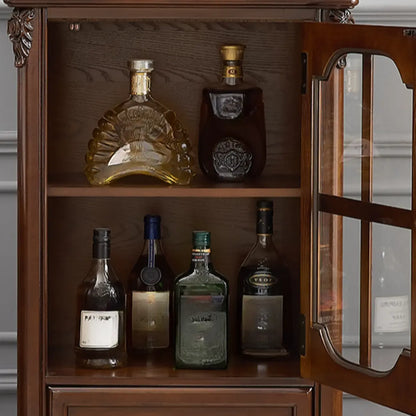 Traditional 34 Wood Wine Bar Cabinet with Drawers