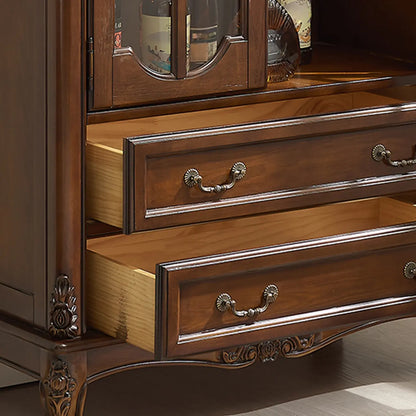 Traditional 34 Wood Wine Bar Cabinet with Drawers