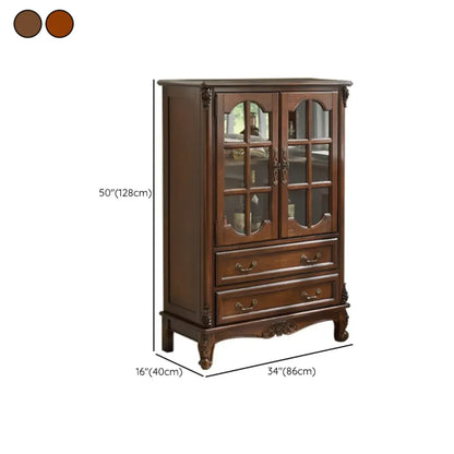 Traditional 34 Wood Wine Bar Cabinet with Drawers