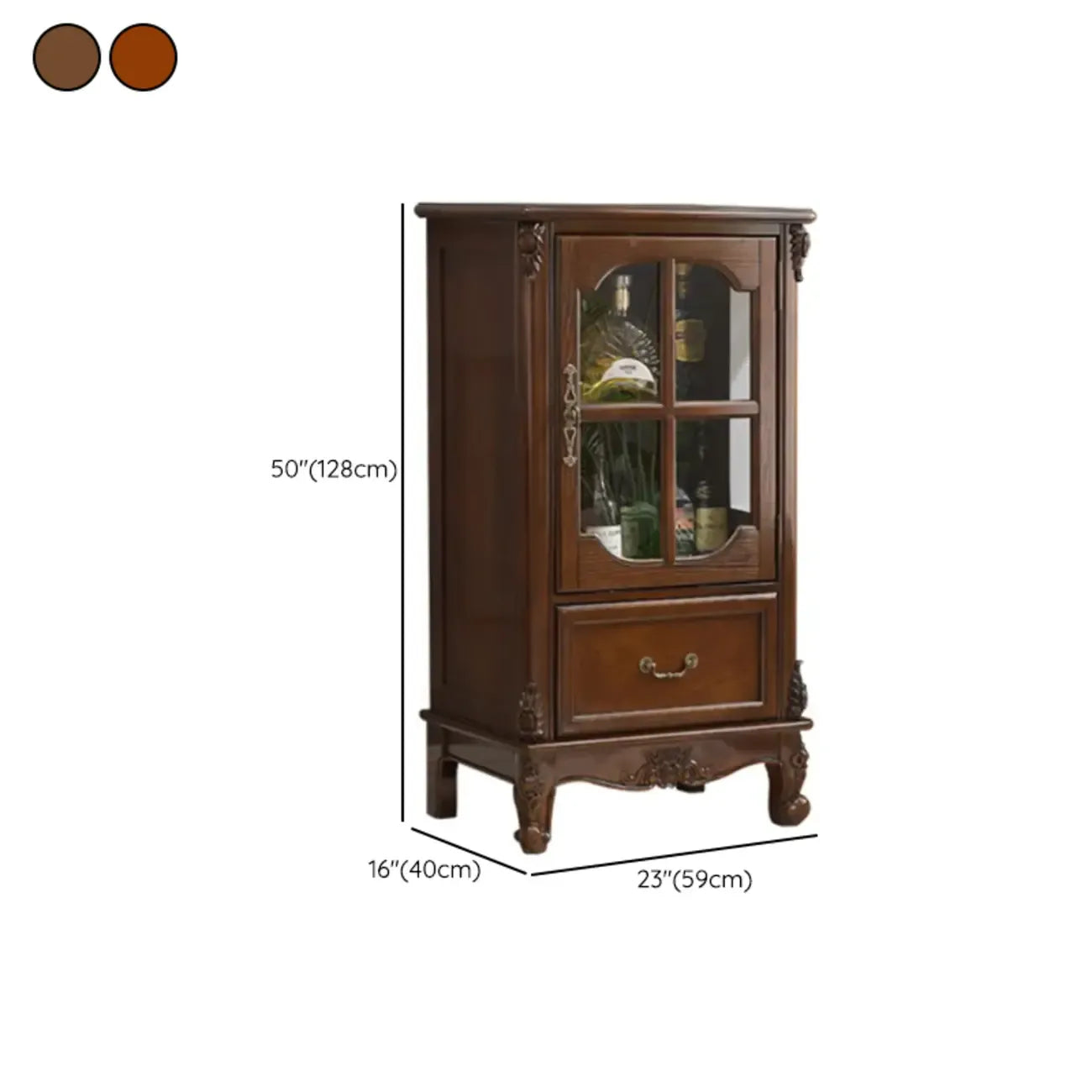 Traditional 34 Wood Wine Bar Cabinet with Drawers