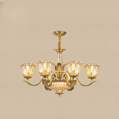 Gold Floral Glass Crystal Chandelier Elegant Design