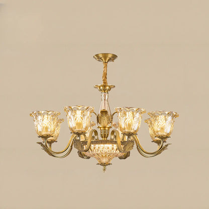 Gold Floral Glass Crystal Chandelier Elegant Design