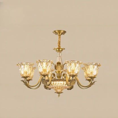 Gold Floral Glass Crystal Chandelier Elegant Design