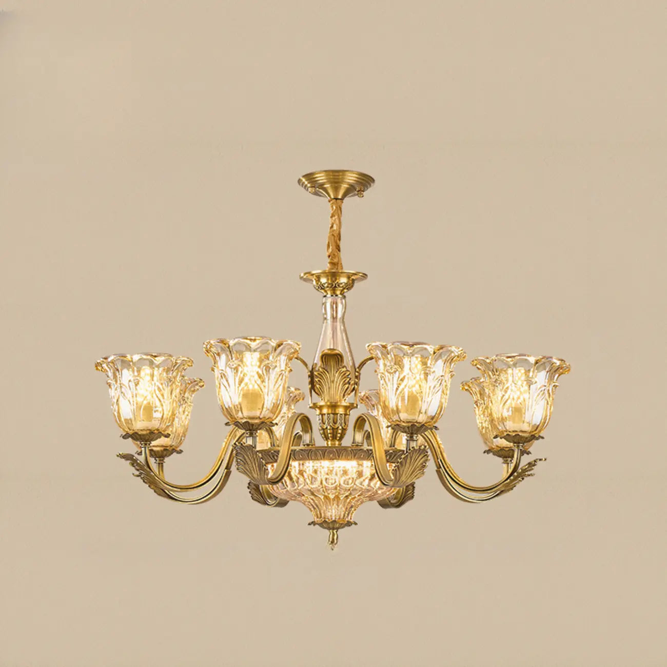 Gold Floral Glass Crystal Chandelier Elegant Design