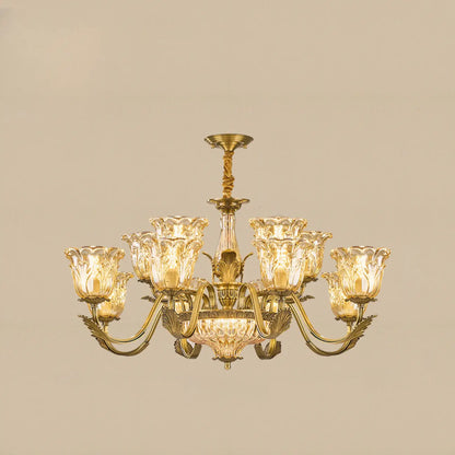 Gold Floral Glass Crystal Chandelier Elegant Design