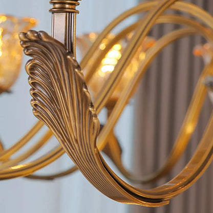 Gold Floral Glass Crystal Chandelier Elegant Design