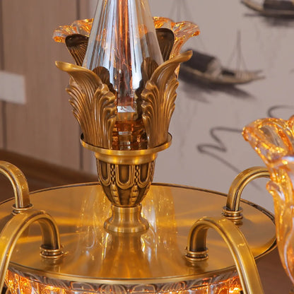 Gold Floral Glass Crystal Chandelier Elegant Design