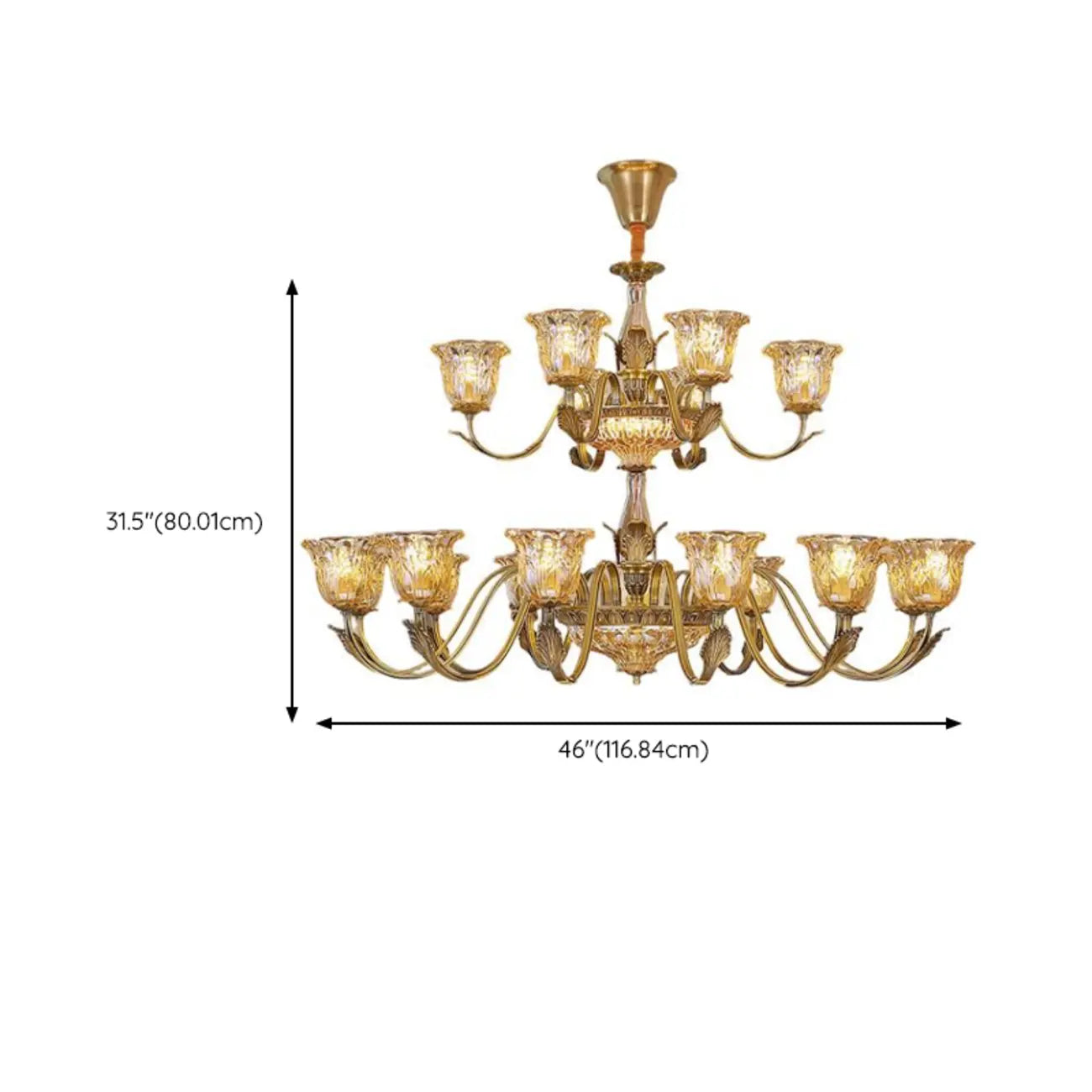 Gold Floral Glass Crystal Chandelier Elegant Design