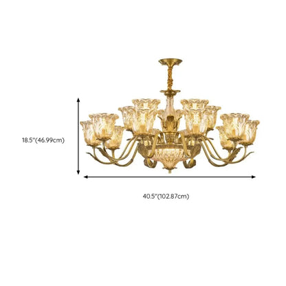 Gold Floral Glass Crystal Chandelier Elegant Design